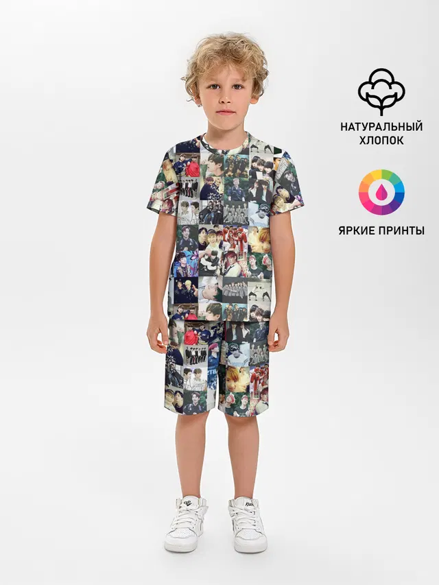 Детская пижама с шортами с принтом «BTS — BTS Collage»