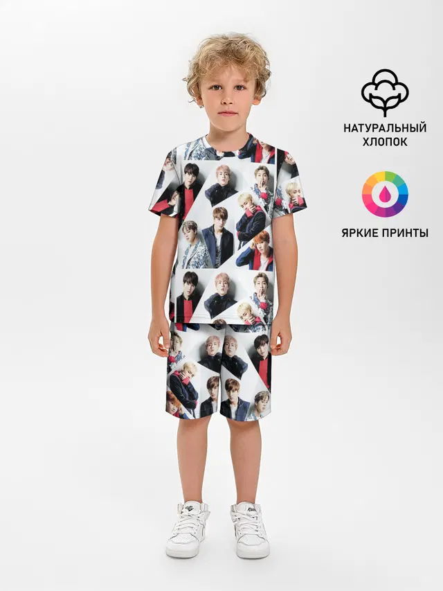 Детская пижама с шортами с принтом «BTS — BTS COLLAGE»