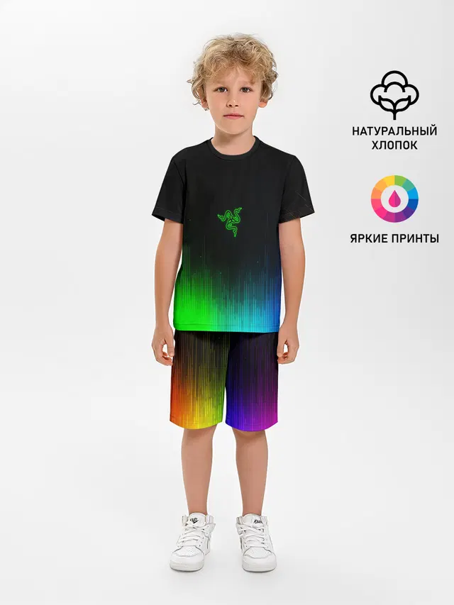 Детская пижама с шортами с принтом «Игры — RAZER NEON»