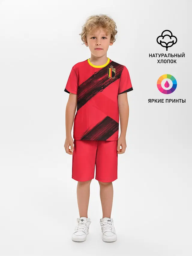 Детская пижама с шортами с принтом «Сборная Бельгии — Belgium home EURO 2020»