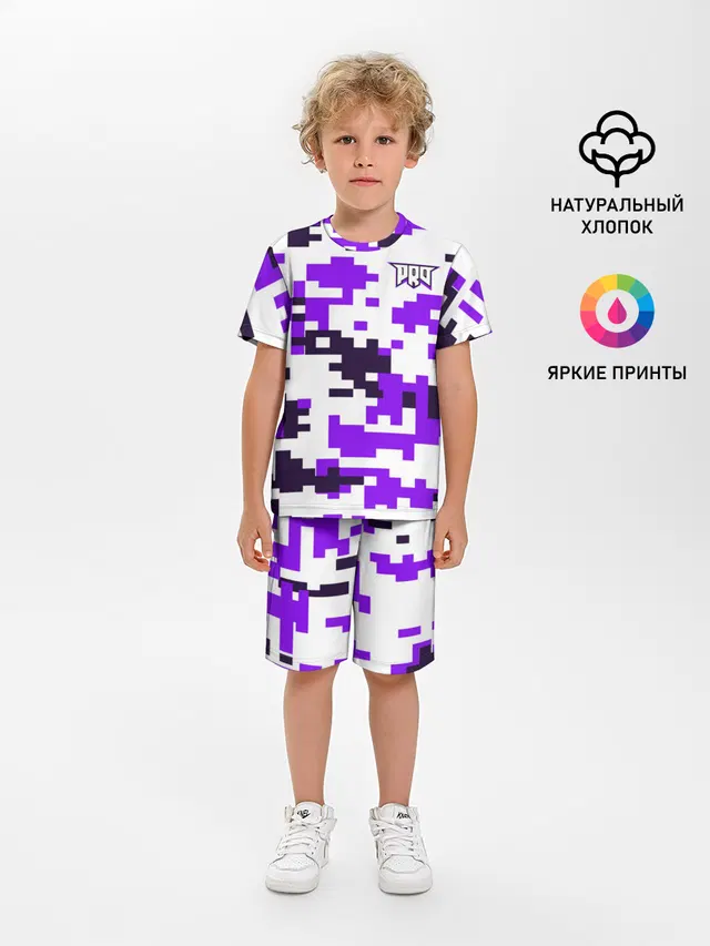 Детская пижама с шортами с принтом «digital camouflage»