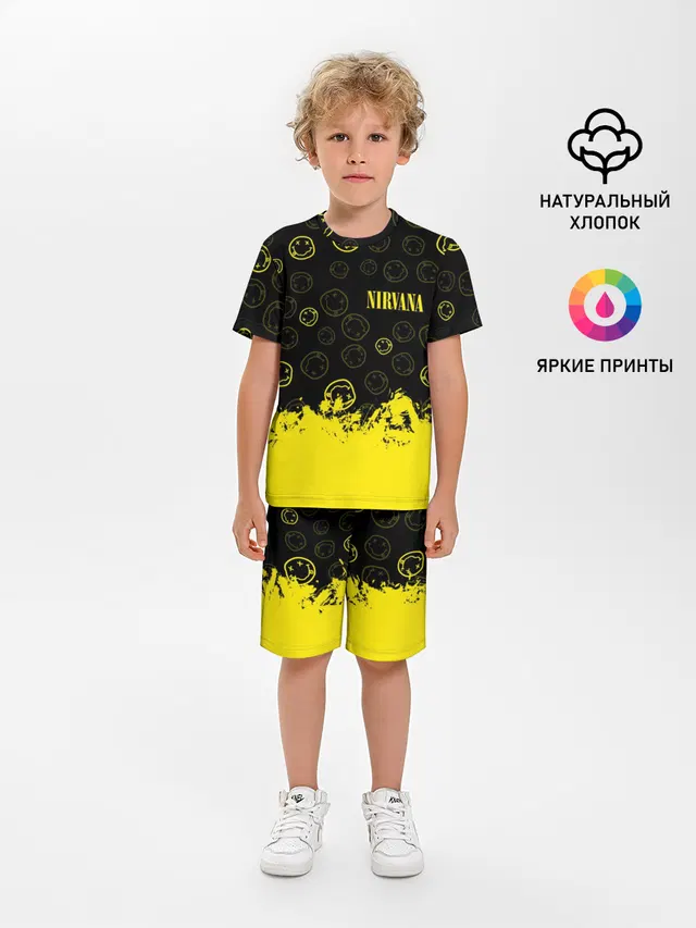 Детская пижама с шортами с принтом «Smiley Face Logo»