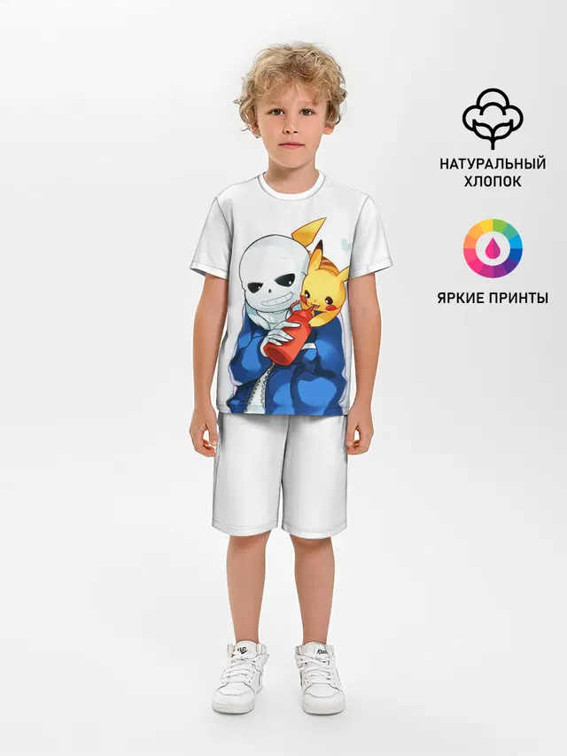 Детская пижама с шортами с принтом «Pikachu»