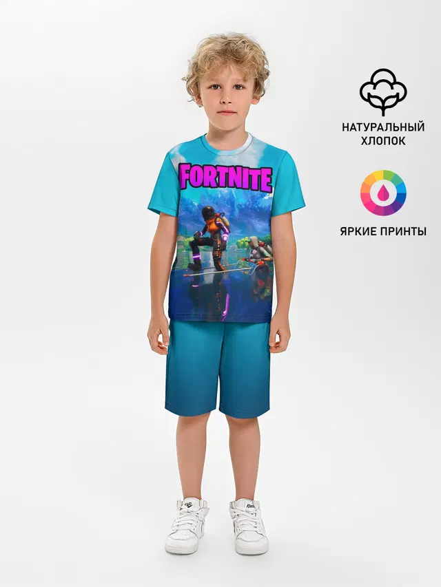 Детская пижама с шортами с принтом «Fortnite повозка»