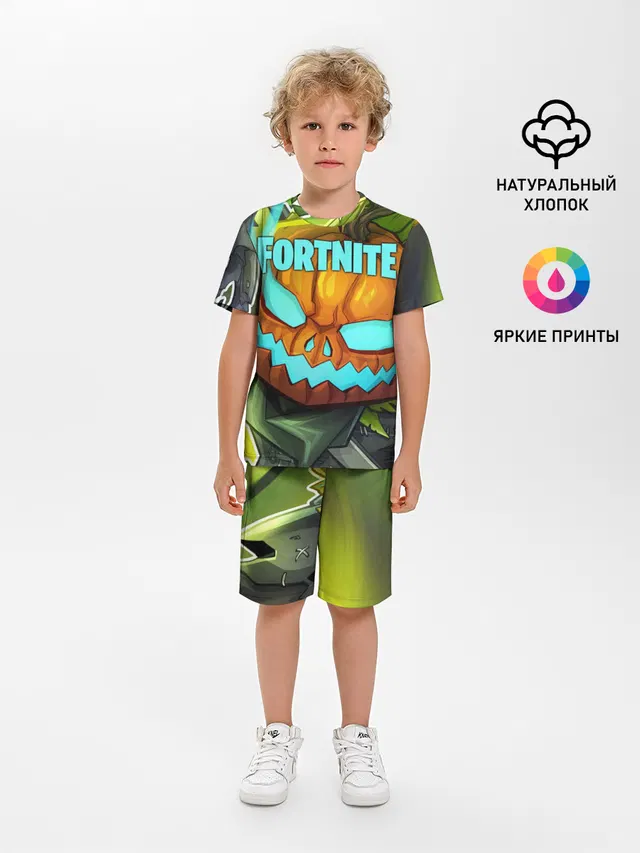 Детская пижама с шортами с принтом «Hollowhead — Fortnite Save the World»