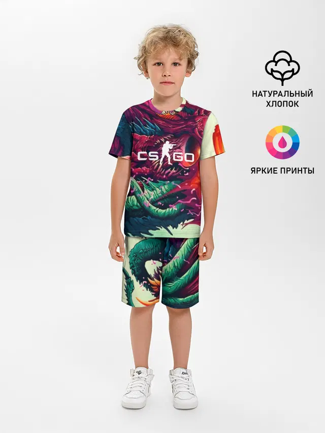 Детская пижама с шортами с принтом «Counter-Strike — CS GO hyper beast skin»