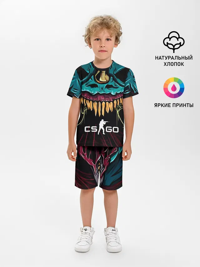 Детская пижама с шортами с принтом «Monster — CS GO hyper beast skin»