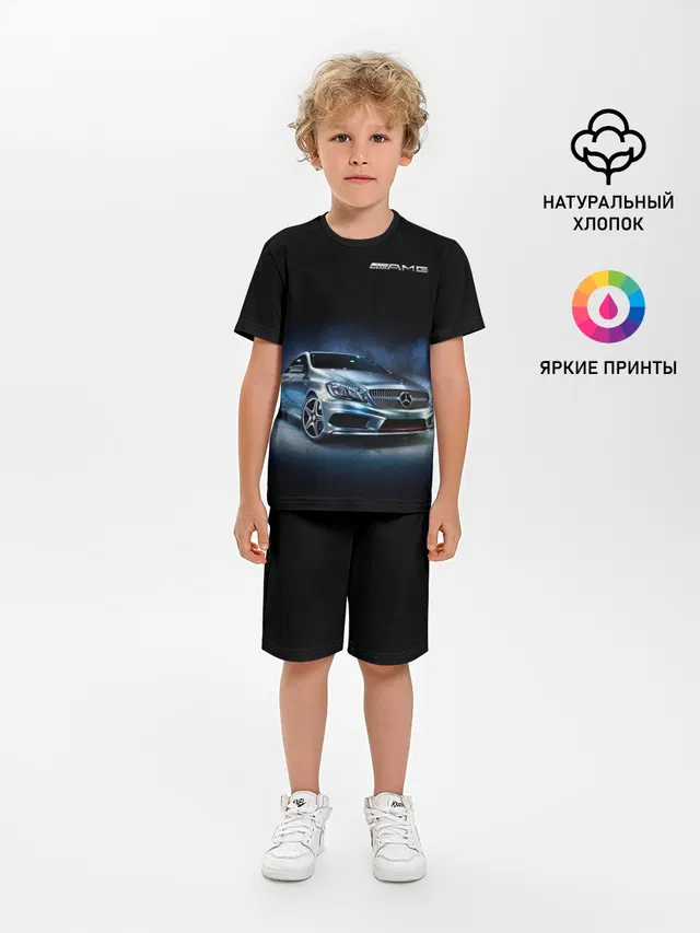 Детская пижама с шортами с принтом «Merсedes — Mercedes AMG»