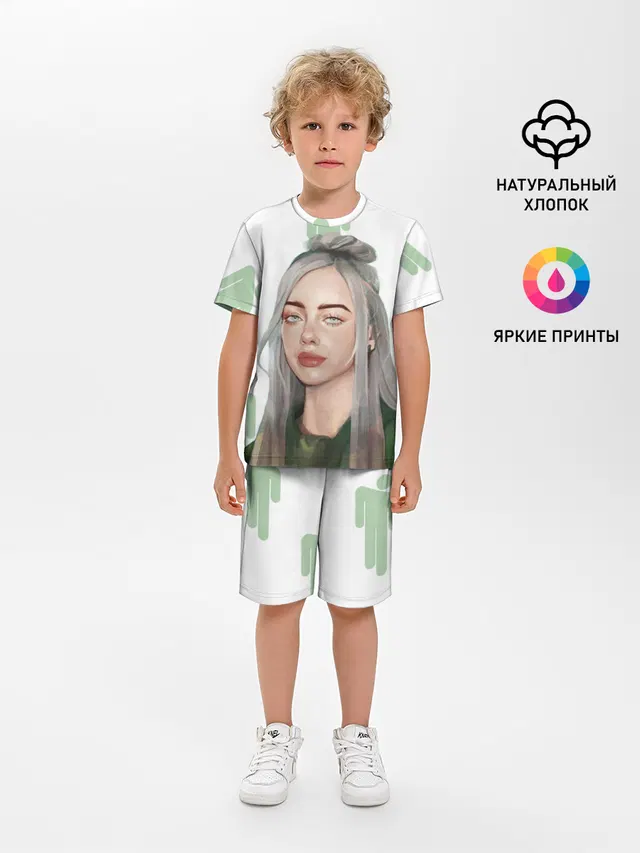 Детская пижама с шортами с принтом «Billie Eilish»