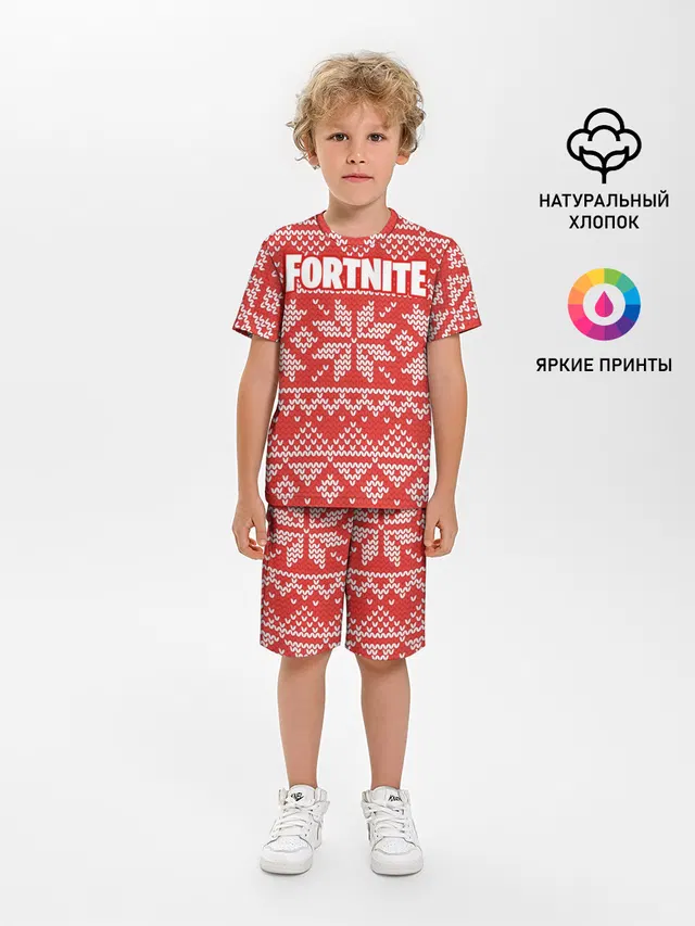 Детская пижама с шортами с принтом «Snowflake — Новогодний Fortnite»