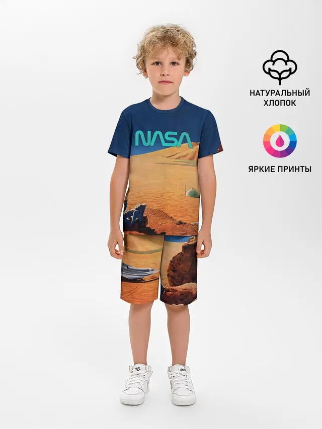Детская пижама с шортами с принтом «Retro — NASA on Mars»