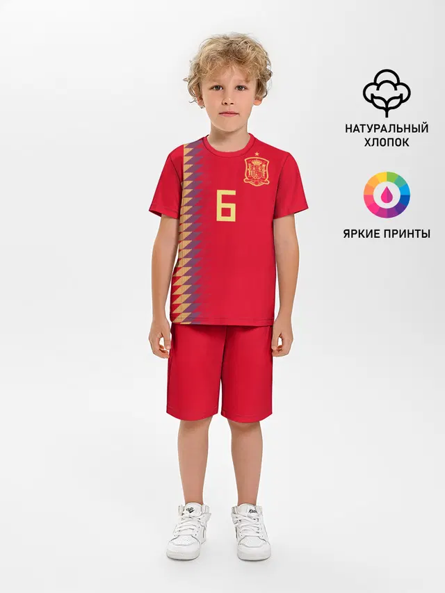 Детская пижама с шортами с принтом «Сборная Испании — Iniesta home WC 2018»