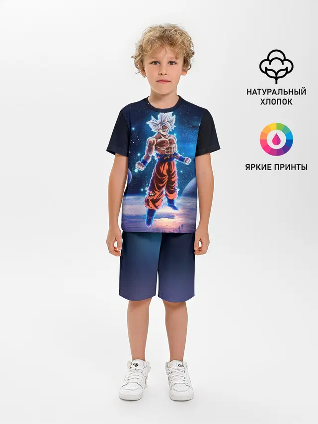 Детская пижама с шортами с принтом «Goku on a planet»