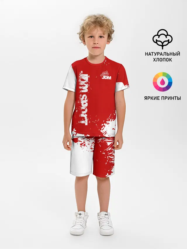 Детская пижама с шортами с принтом «Red brushstroke — JDM SPORT»