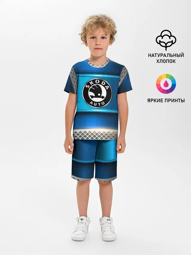 Детская пижама с шортами с принтом «SKODA sport collection»