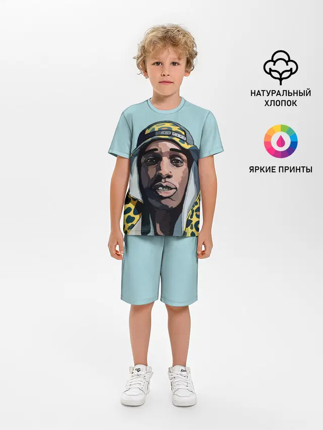 Детская пижама с шортами с принтом «Зарубежные — ASAP Rocky»
