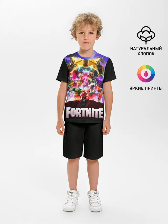 Детская пижама с шортами с принтом «Battle Bus — Fortnite Королевская Битва»
