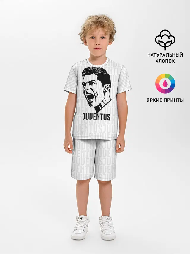 Детская пижама с шортами с принтом «Ювентус — RONALDO JUVE SPORT»