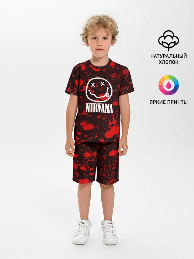Детская пижама с шортами с принтом «Nirvana smiley»