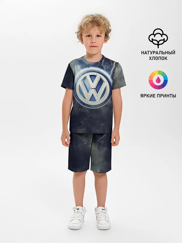 Детская пижама с шортами с принтом «Volkswagen — Логотип Wolksvagen»