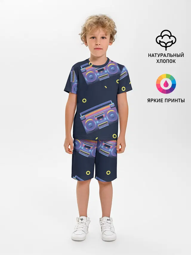 Детская пижама с шортами с принтом «Retro — Retro style»