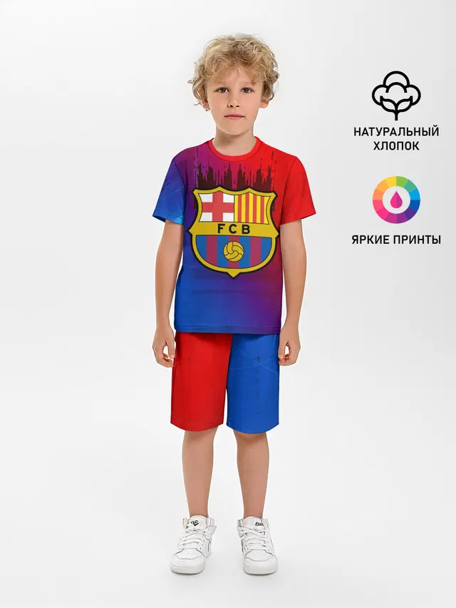 Детская пижама с шортами с принтом «Барселона — FC Barcelona color sport»