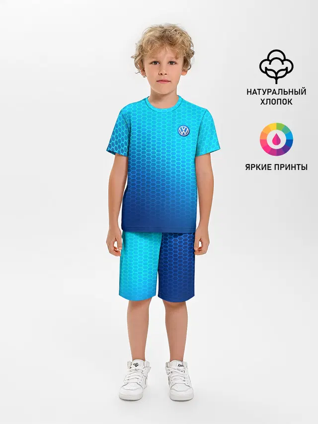 Детская пижама с шортами с принтом «Volkswagen — VOLKSWAGEN carbon uniform 2018»