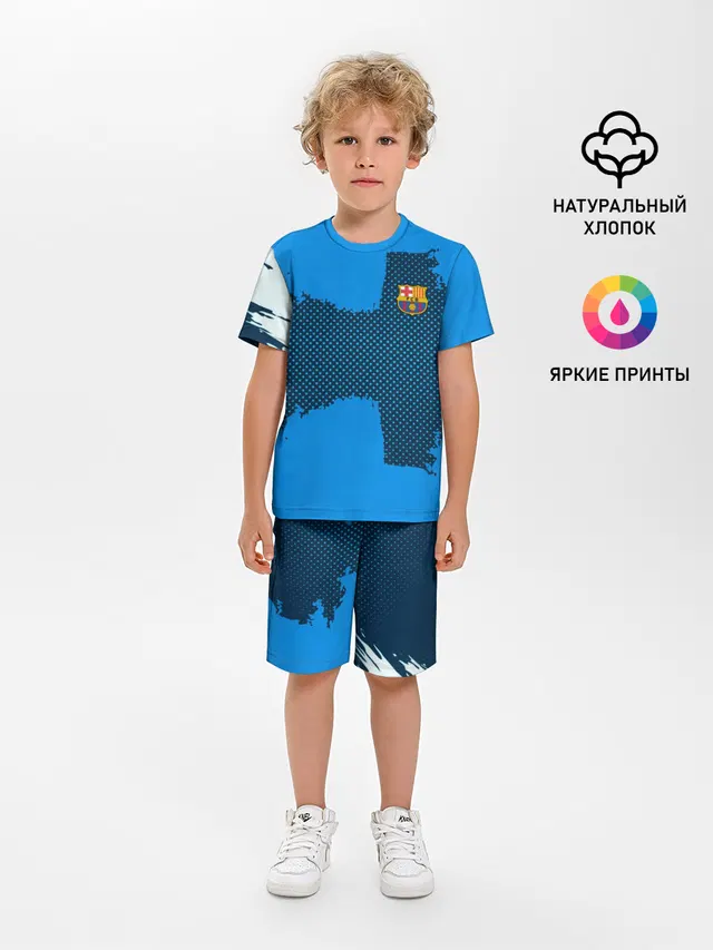 Детская пижама с шортами с принтом «Барселона — BARCELONA SPORT BLUE»