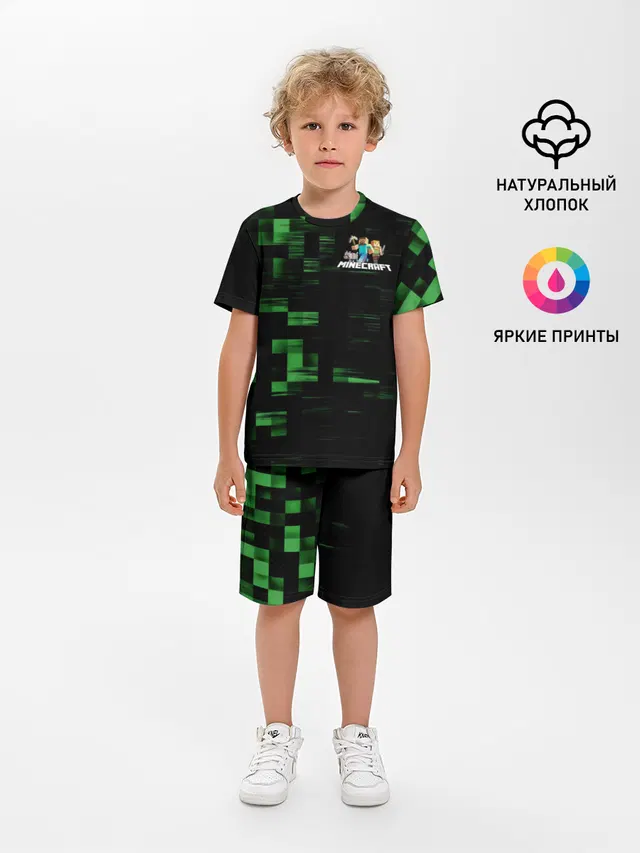 Детская пижама с шортами с принтом «Майнкрафт»