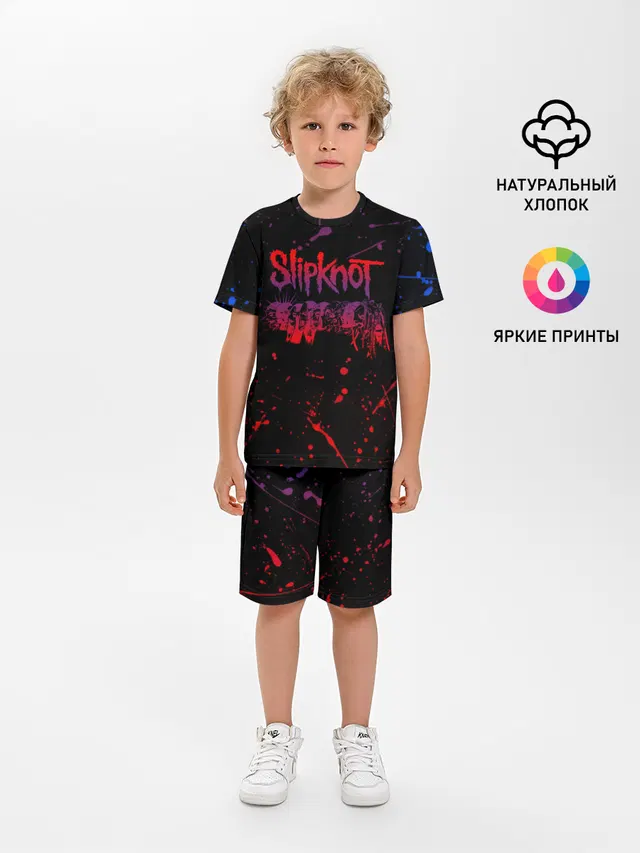 Детская пижама с шортами с принтом «Paint splatter»