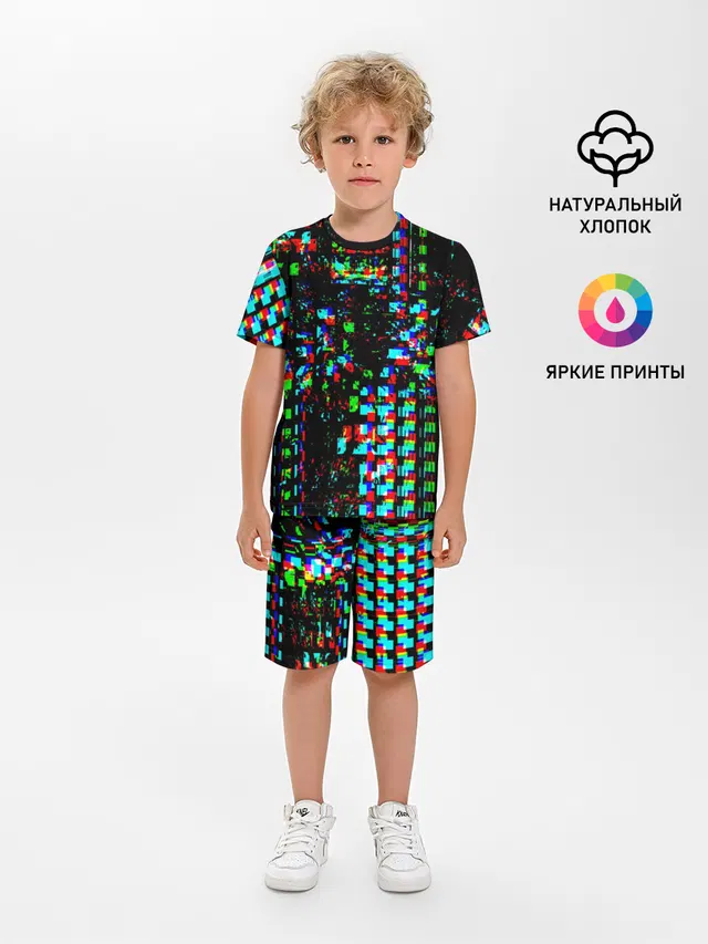 Детская пижама с шортами с принтом «Optical abstract»