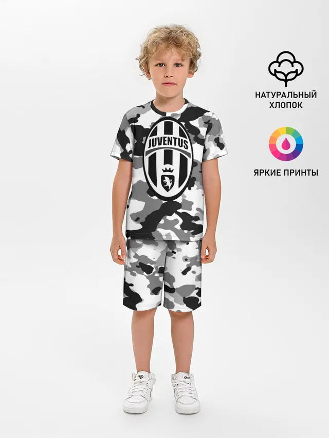 Детская пижама с шортами с принтом «Ювентус — FC Juventus Camouflage»