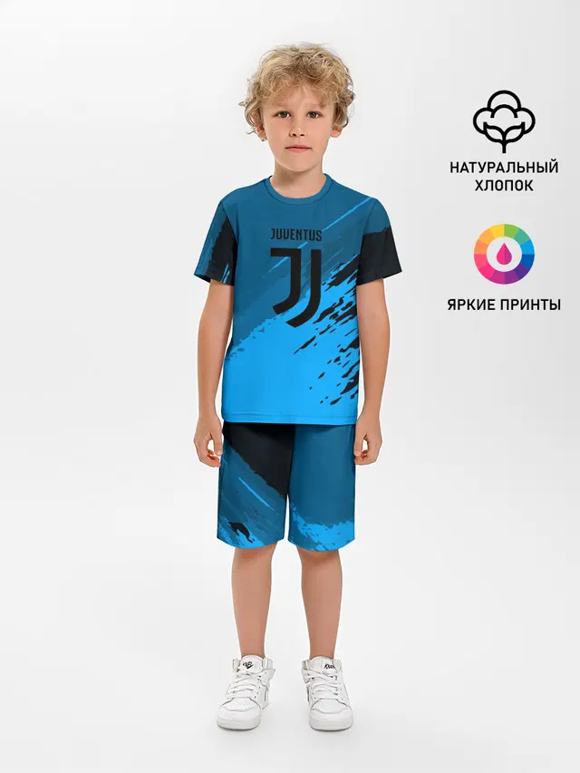 Детская пижама с шортами с принтом «Ювентус — FC Juventus abstract style»