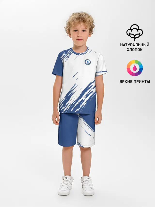 Детская пижама с шортами с принтом «Челси — CHELSEA UNIFORM — ФОРМА ЧЕЛСИ»