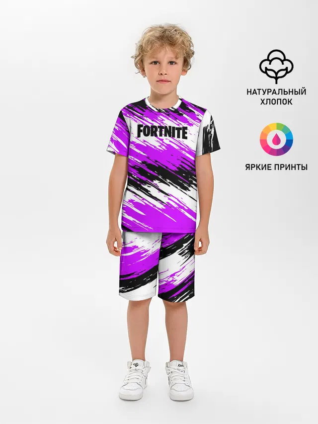Детская пижама с шортами с принтом «Brushstroke pattern»