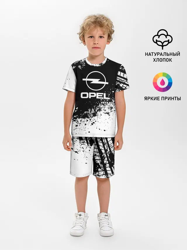 Детская пижама с шортами с принтом «Opel — Opel abstract sport»