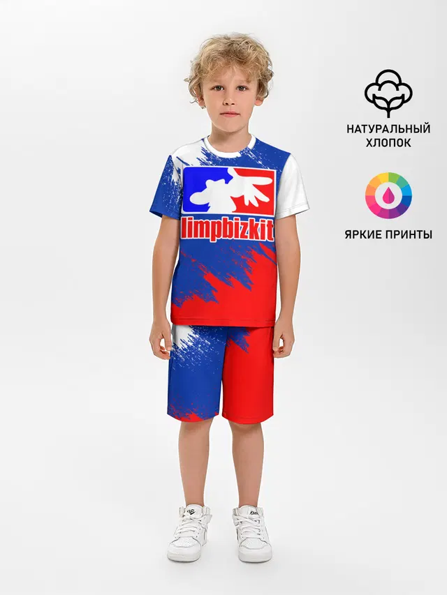 Детская пижама с шортами с принтом «Flag of Russia»