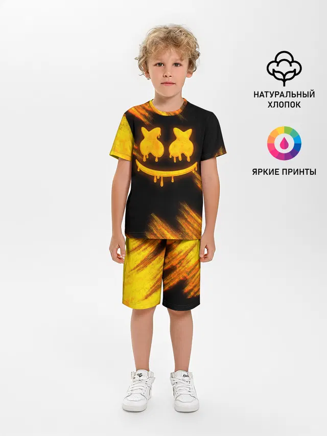 Детская пижама с шортами с принтом «melting smiley face»