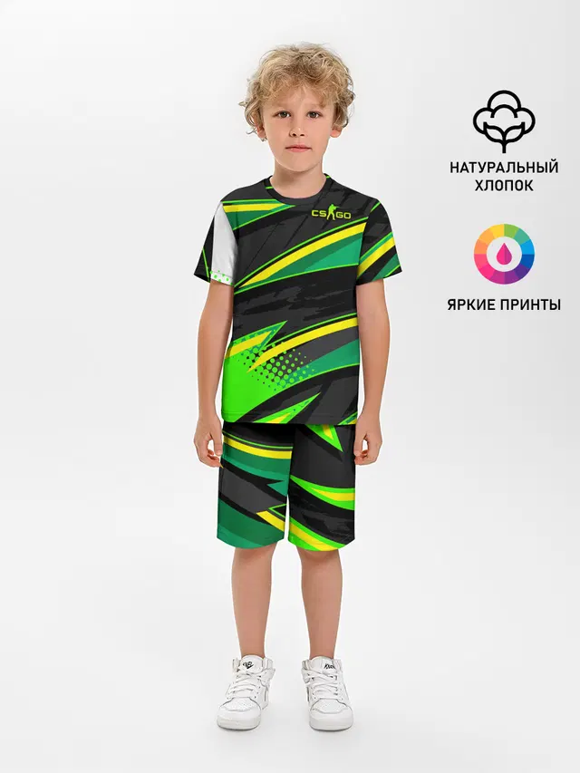 Детская пижама с шортами с принтом «Racing stripes»