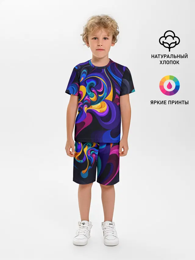 Детская пижама с шортами с принтом «Abstract Color»