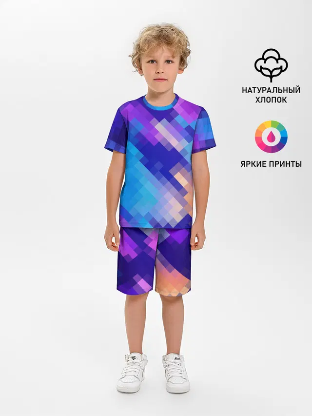 Детская пижама с шортами с принтом «Pixelated pattern — Пикси»