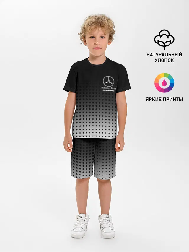 Детская пижама с шортами с принтом «halftone — Mercedes-Benz»