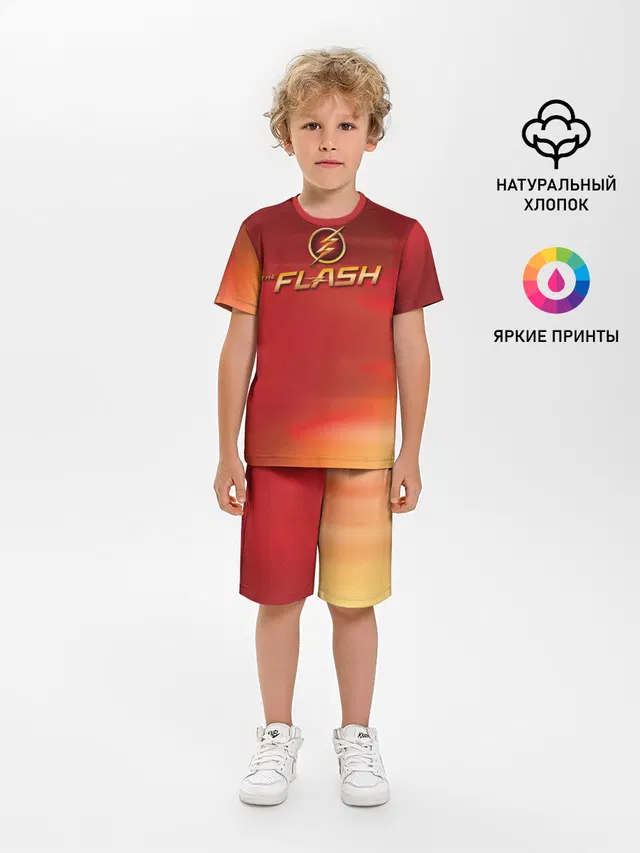 Детская пижама с шортами с принтом «Флэш — The Flash Logo Pattern»