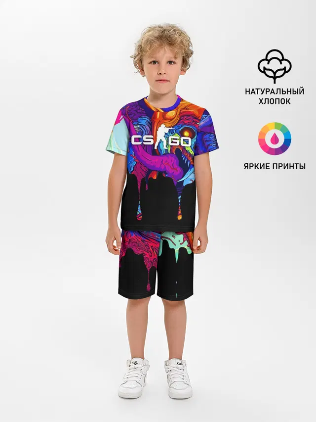 Детская пижама с шортами с принтом «Psychedelic art — CS GO HYPER BEAST»