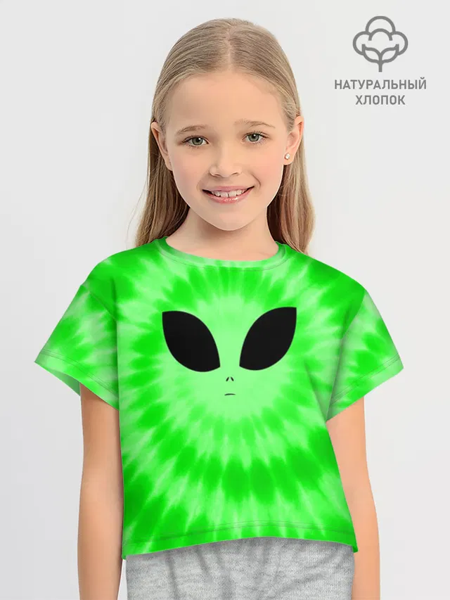 Футболка для девочки укороченная оверсайз с принтом «tie-dye»