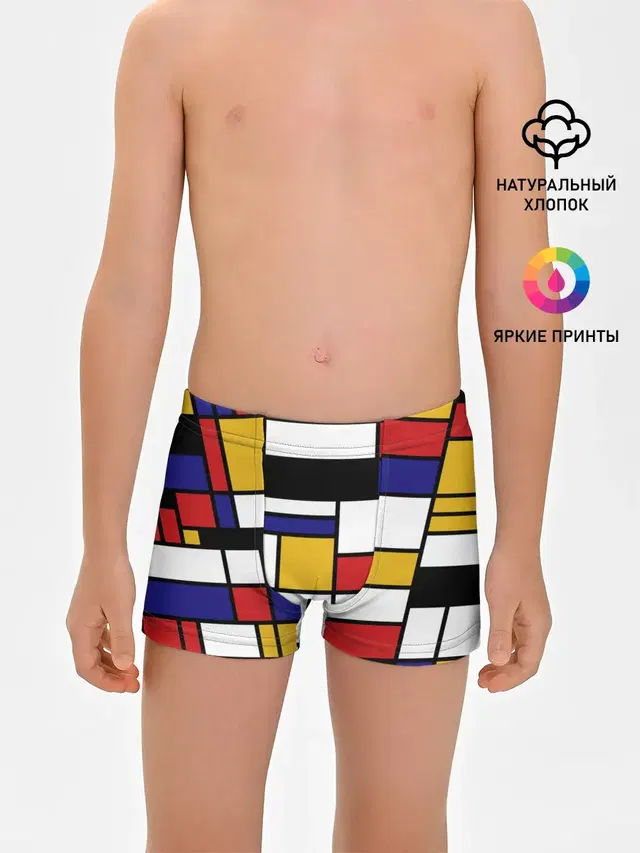 Трусы для мальчиков с принтом «Retro — Color blocking»