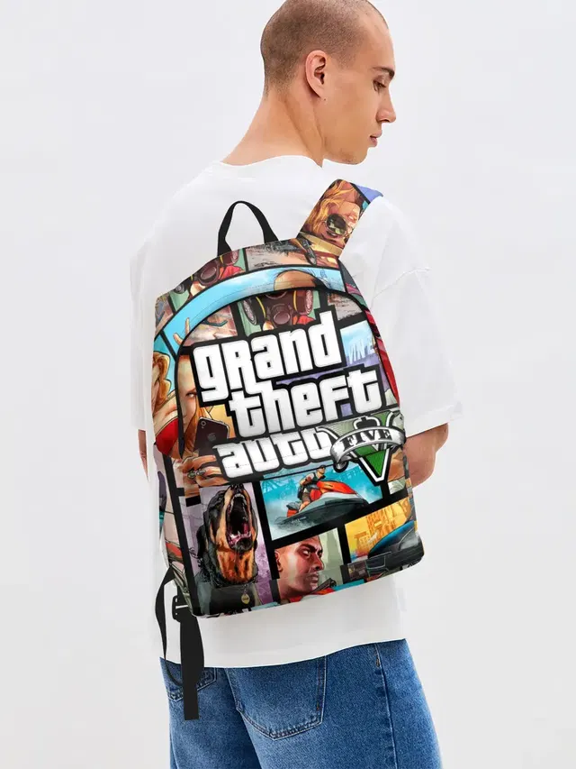 Джинсовый рюкзак с принтом «GTA»
