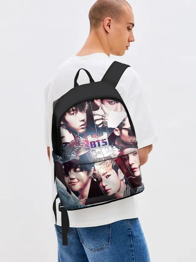 Джинсовый рюкзак с принтом «BTS»