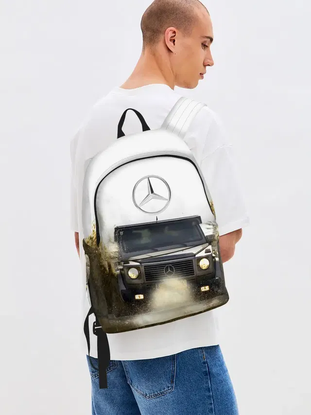 Джинсовый рюкзак с принтом «Merсedes — Mercedes»