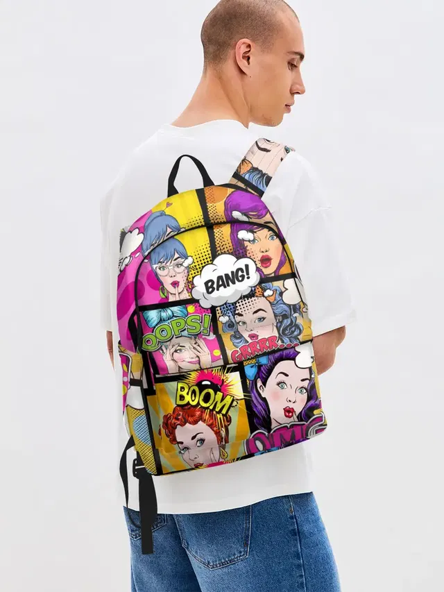 Джинсовый рюкзак с принтом «Pop Art»